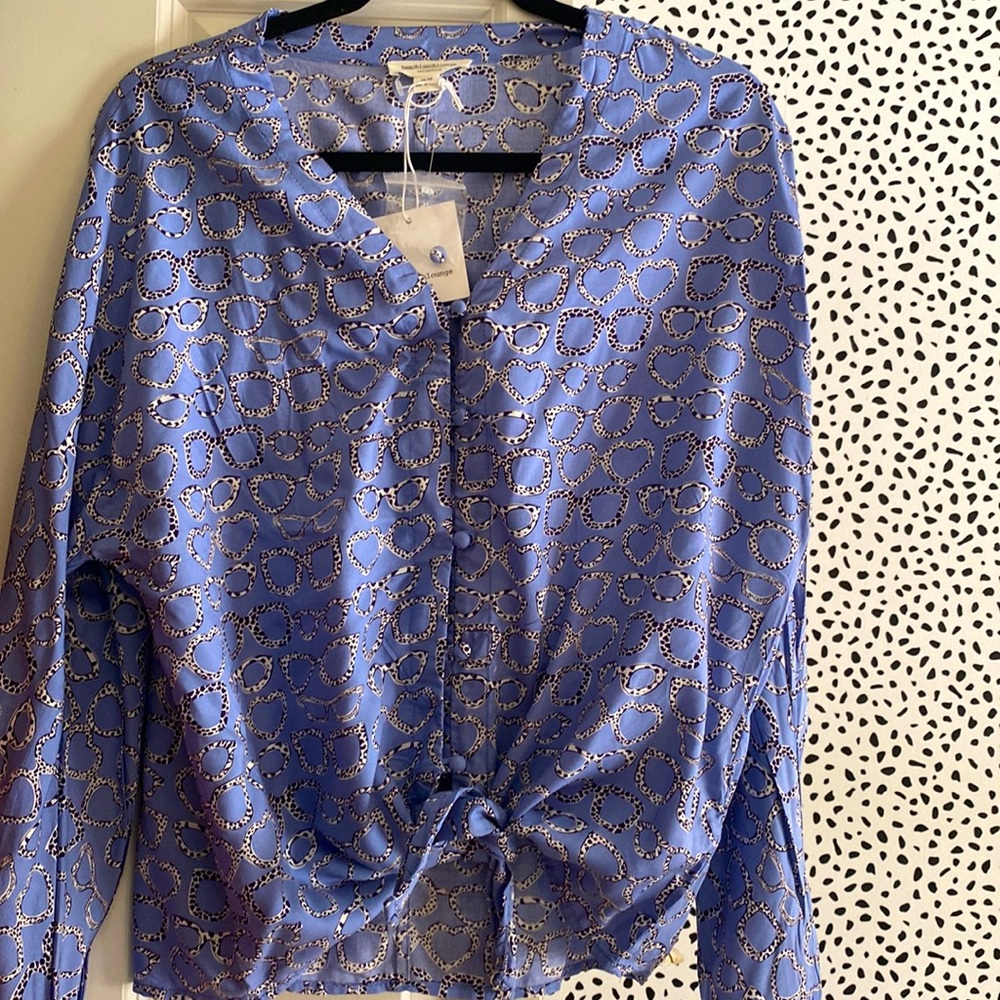 M -NWT Beach Lunch Lounge Patterned Blouse